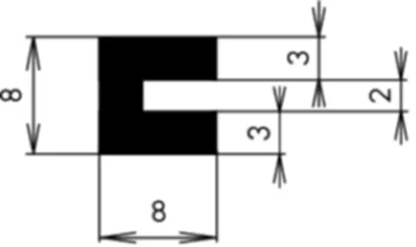U-Profile eckige Schulter APSOseal EPDM Höhe 8.00 mm Dicke 3.00 mm