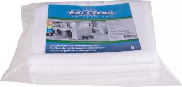 Mikrofasertücher EDI CLEAN weiss 400x400 mm Inhalt Paket 5 Stück