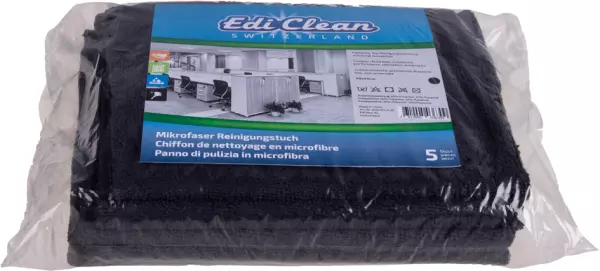Mikrofasertücher EDI CLEAN schwarz 400x400 mm Inhalt Paket 5 Stück