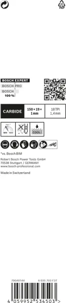 Säbelsägeblätter BOSCH Expert Thin Tough Metal S 922 EHM Carbide