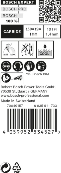 Säbelsägeblätter BOSCH Expert Thin Tough Metal S 922 EHM Carbide