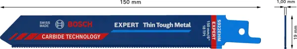 Lames de scies forme sabre BOSCH Expert Thin Tough Metal S 922 EHM Carbide