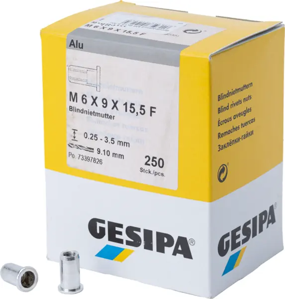 Blindnietmuttern GESIPA 1433680 M6 0.3-3.5