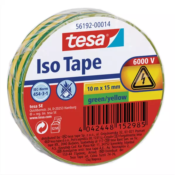 Isolierbänder TESA Iso Tape 15 mm x 10 m gelb / grün