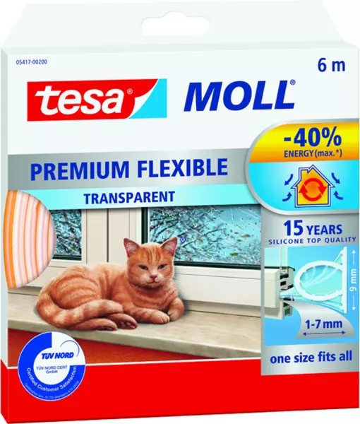 Dichtungsprofile P TESA Premium Flexible transparent 9x8 mm