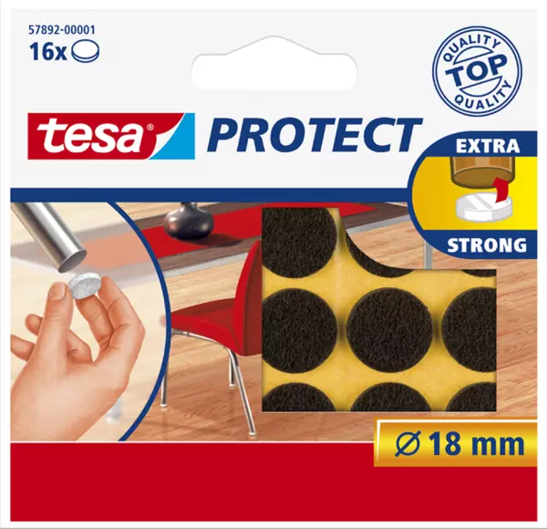 Möbelgleiter mit Filz TESA Protect braun Ø 18 mm