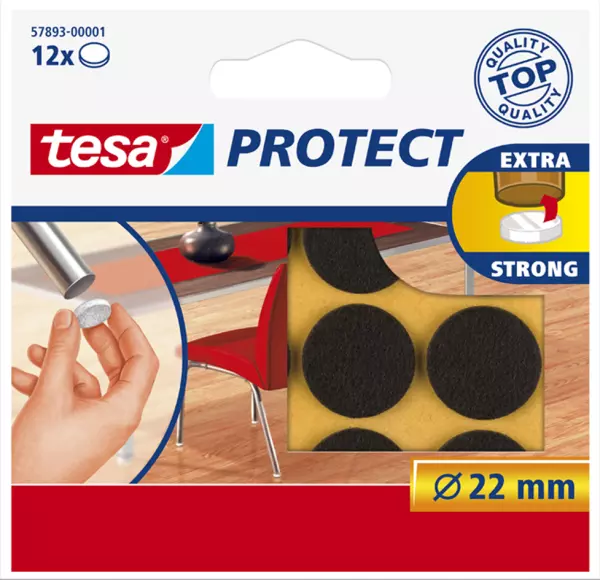 Möbelgleiter mit Filz TESA Protect braun Ø 22 mm