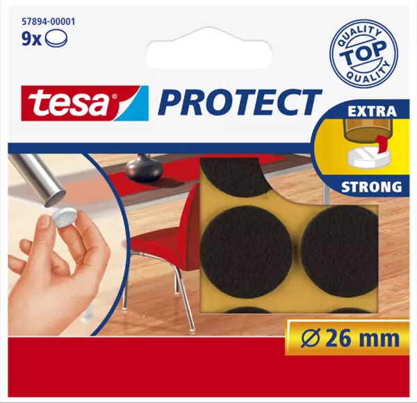 Möbelgleiter mit Filz TESA Protect braun Ø 26 mm