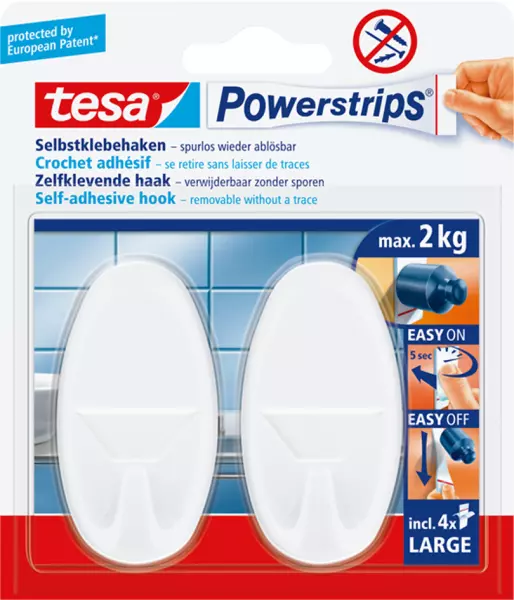 Handtuchhaken TESA Classic Powerstrips oval gross weiss