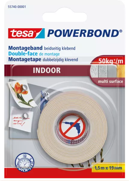 Montagebänder TESA Powerbond Indoor 19 mm x 1.5 m