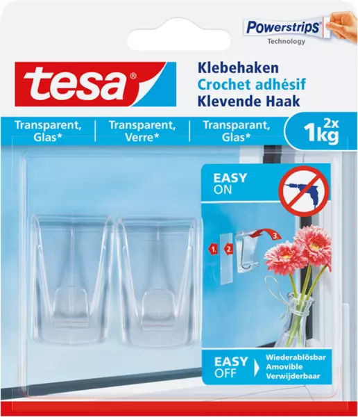 Haken TESA transparent Inhalt 2 Stück