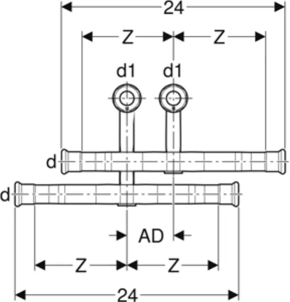 Anschluss-T-Stücke-Sets GEBERIT Mapress C-Stahl