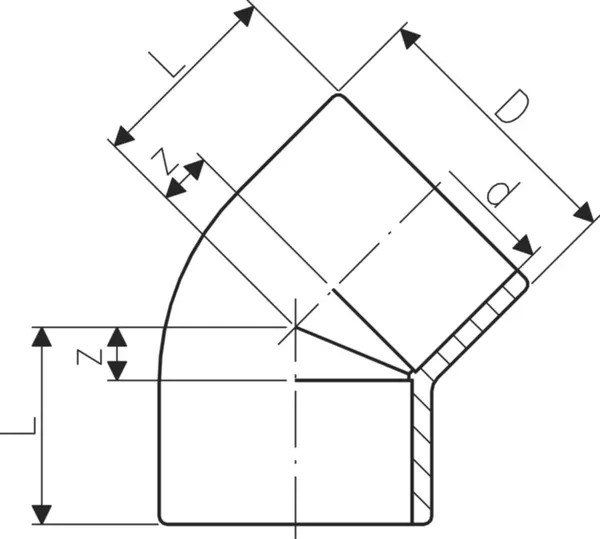 Winkel 45° metrisch +GF+ PVC-U