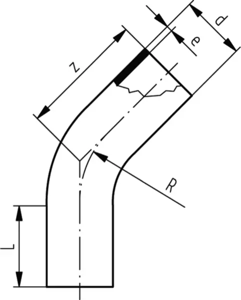 Bögen 45° nahtlos PE100 S-8 SDR 17 +GF+