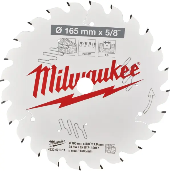 Kreissägeblätter MILWAUKEE Ø165x15.88x1.6 mm / Z 24 4932471311