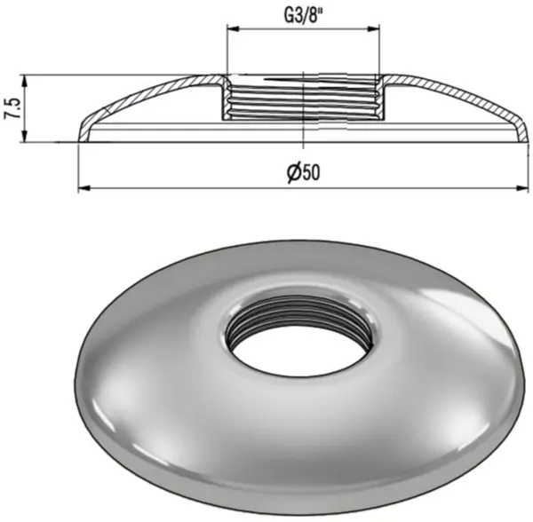 Gewinderosetten NEOPERL 3/8 Zoll Ø 57 mm verchromt