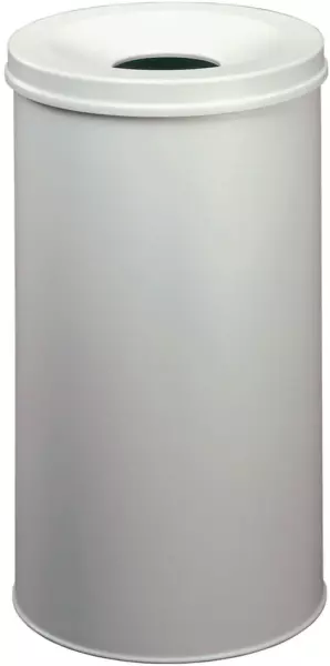 Papierkorb,selbstlöschend,60l, HxØ 662x375mm,Kopfteil licht- grau