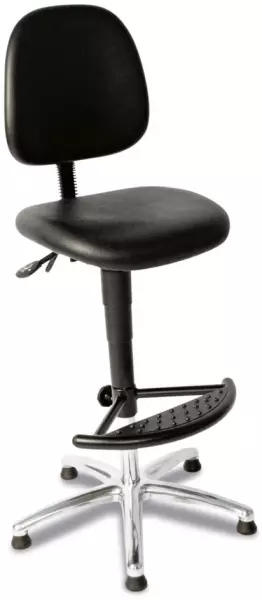 Arbeitsdrehstuhl,Sitz Kun- stleder schwarz,Sitz HxBxT 590-840x470x450mm,Fußstütze