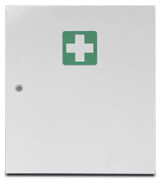 Erste-Hilfe-Wandschrank,lee- r/f. DIN 13169,HxBxT 455x400x 110mm,2 Böden,Zyl.-Schl.