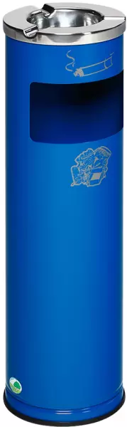 Kombiascher,HxØ 660x220mm, 11,6l,Korpus Stahl enzianblau, Säulenform
