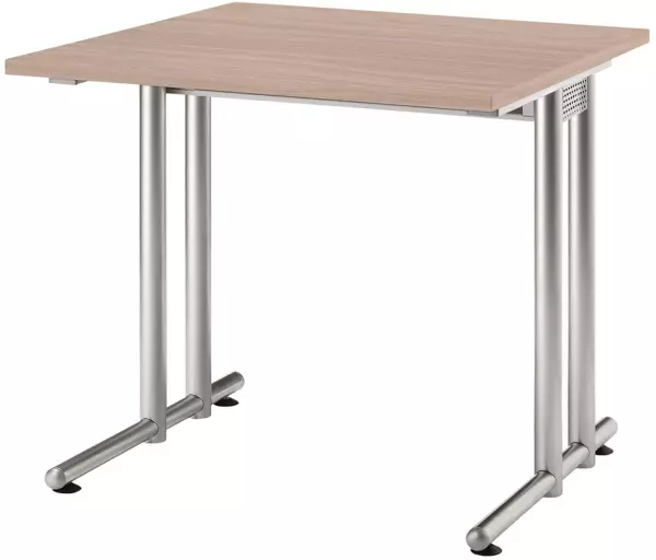 Schreibtisch,HxBxT 720x800x 800mm,Platte Nussbaum,C-Fuß RAL9006