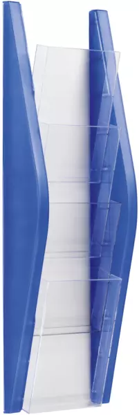 Wandprospekthalter,HxBxT 540x 169x80mm,f. 4xDIN lang,Gestell blau-transluzent