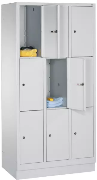armoire multicases,RAL7035, HxlxP 1800x900x500mm,3x 3compartiments