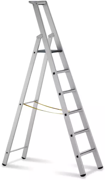 Industrie-Stufenleiter,ein- seitig,6 Stufen m. Kunststof- feinsatz,Stand H 1,59m