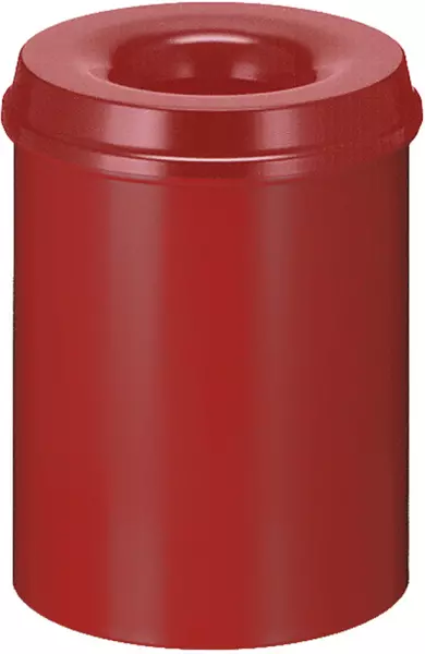 Papierkorb,selbstlöschend,15l, HxØ 360x260mm,Kopfteil rot, Korpus Stahl rot