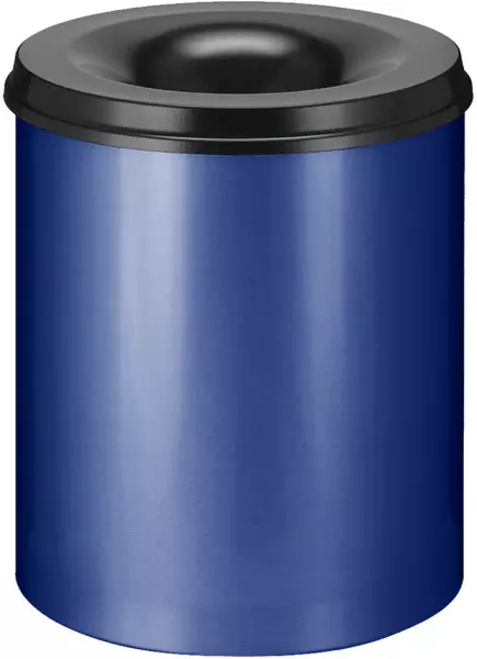 Papierkorb,selbstlöschend,80l, HxØ 540x470mm,Kopfteil sch- warz,Korpus Stahl blau