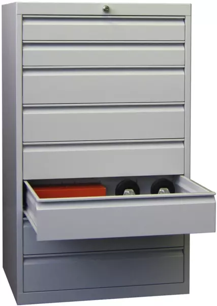 armoire à tiroirs,HxlxP 1200x 715x600mm,8tiroir(s),cylindre sûreté,corps RAL7035