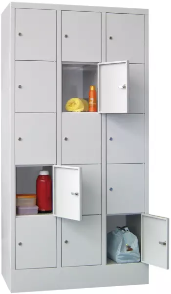 armoire multicases,RAL7035, HxlxP 1850x930x500mm,3x 5compartiments