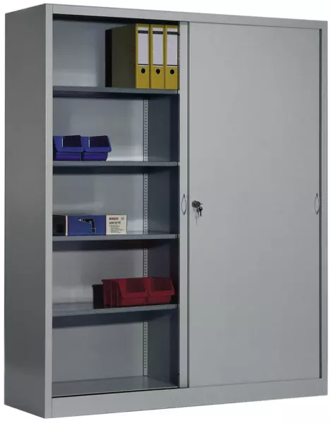 armoire à portes coulissantes, RAL7035,HxlxP 1950x1600x500mm, 8xtablette en acier