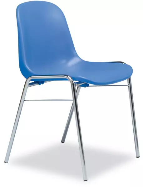 Kunststoffschalenstuhl,4-Fuß verchromt,Sitzschale PP blau