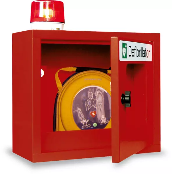 Defibrillator-Wandschrank, leer,HxBxT 490x400x220mm, Drehriegel,Stahl