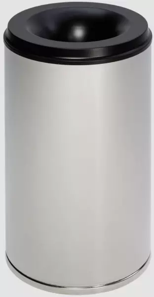 Edelstahl-Papierkorb,selb- stlöschend,110l,HxØ 750x465mm, Kopfteil schwarz