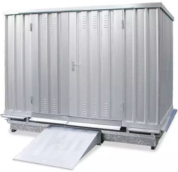 Gefahrstoff-Container,f. was- serg. Stoffe,HxBxT 2375x4075x 2075mm,verzinkt