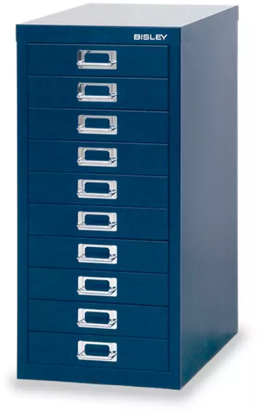 Büro-Schubladenschrank,HxBxT 590x278x380mm,10 Schublade(n), Korpus oxfordblau