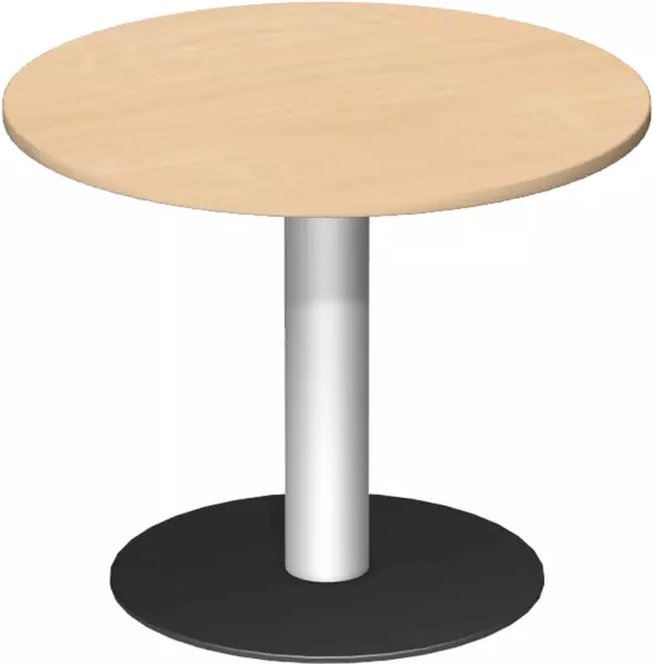 table de réunion,HxØ 720x 900mm,rond,piètement à disque RAL9006,panneau hêtre