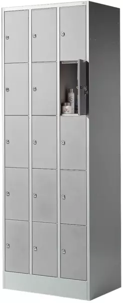 armoire multicases,RAL7035, HxlxP 1950x680x480mm,3x 5compartiments