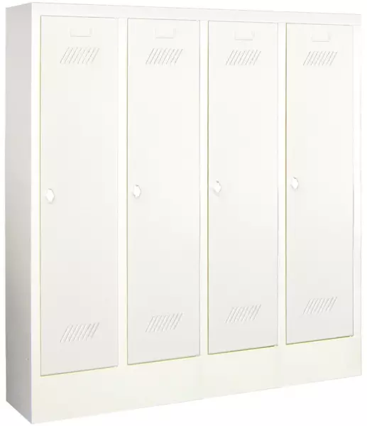 Garderobenschrank,Kinder,4 Abteile,HxBxT 1300x1030x300mm, RAL7035,Front RAL6011