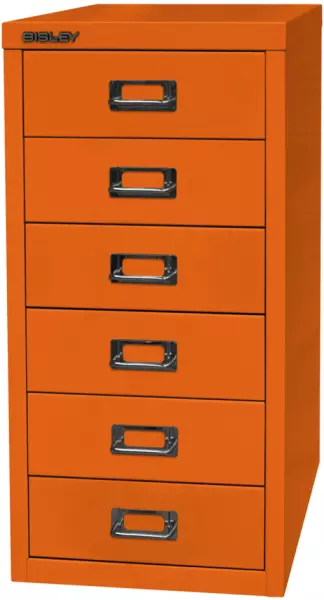 Büro-Schubladenschrank,HxBxT 590x279x380mm,6 Schublade(n), Korpus orange