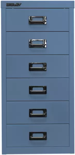 Büro-Schubladenschrank,HxBxT 590x279x380mm,6 Schublade(n), Korpus blau,Front blau