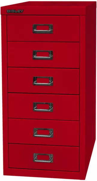 Büro-Schubladenschrank,HxBxT 590x279x380mm,6 Schublade(n), Korpus kardinalrot