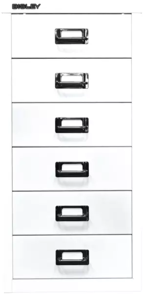 Büro-Schubladenschrank,HxBxT 590x279x380mm,6 Schublade(n), Korpus verkehrsweiß