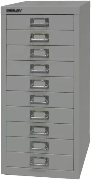 Büro-Schubladenschrank,HxBxT 590x278x380mm,10 Schublade(n), Korpus lichtgrau