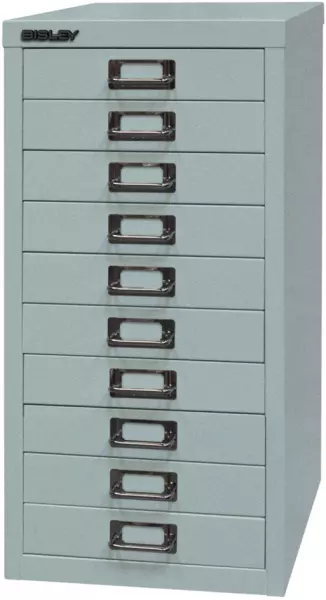 Büro-Schubladenschrank,HxBxT 590x278x380mm,10 Schublade(n), Korpus silber