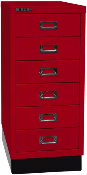 Büro-Schubladenschrank,HxBxT 670x279x380mm,6 Schublade(n), Korpus kardinalrot