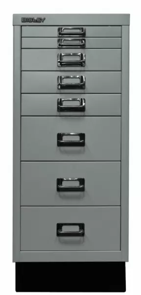 Büro-Schubladenschrank,HxBxT 670x279x380mm,8 Schublade(n), Korpus silber