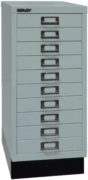 Büro-Schubladenschrank,HxBxT 670x279x380mm,10 Schublade(n), Korpus silber